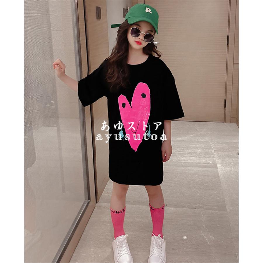 子供服 Tシャツ 女の子 春夏 半袖 キッズ トップス ロングtシャツ ダンス衣装 韓国子供服 ジュニア ベビー服 おしゃれ 可愛い 薄手 涼しい 誕生日 新品 160 150 送料無料キャンペーン