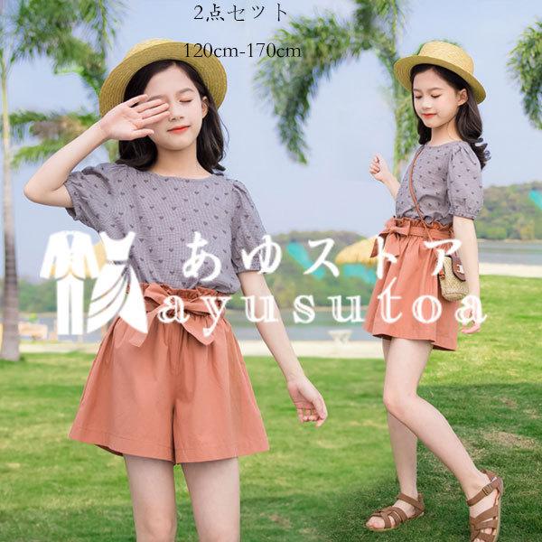 韓国子供服 女の子 セットアップ おしゃれ 上下セット キッズ 可愛い 夏服 誕生日 ハート柄 トップス 半袖 ショートパンツ 2点セット スウィート 通学 1 170 Y アユストア 通販 Yahoo ショッピング
