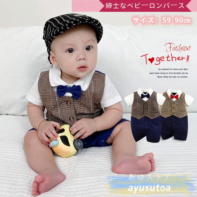 ロンパース ベビー キッズ つなぎ服 男の子 春 夏 半袖 コットン レース 紳士 コンビネーション おしゃれ 可愛い オールインワン 子供服 カジュアル Y アユストア 通販 Yahoo ショッピング