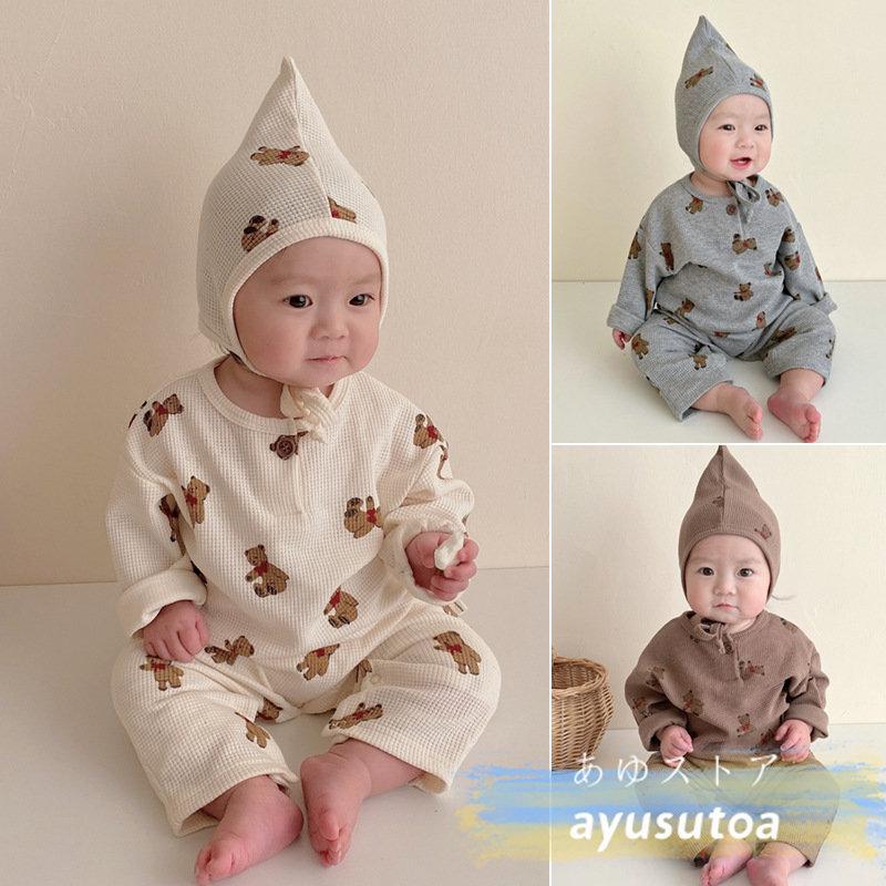 ベビー服 赤ちゃん カバーオール ロンパース Beer 綿 丸首 長袖 熊柄 春秋 新作 男の子 女の子 可愛い 柄 韓国子供服 新生児用 お出かけ Y アユストア 通販 Yahoo ショッピング