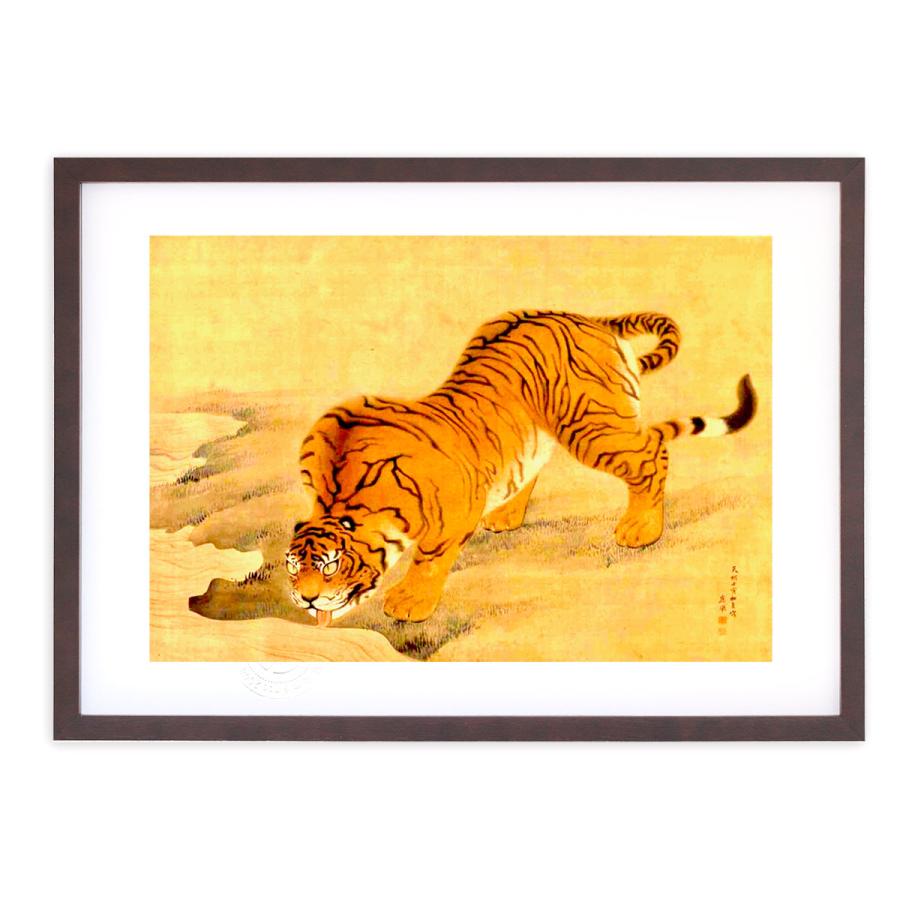 版画 絵画 名画 日本画 水呑虎図 円山応挙 インテリア 壁掛け 額入り