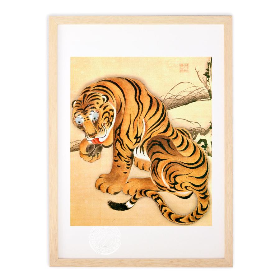 版画 絵画 名画 日本画 虎図 伊藤若冲 インテリア 壁掛け 額入り
