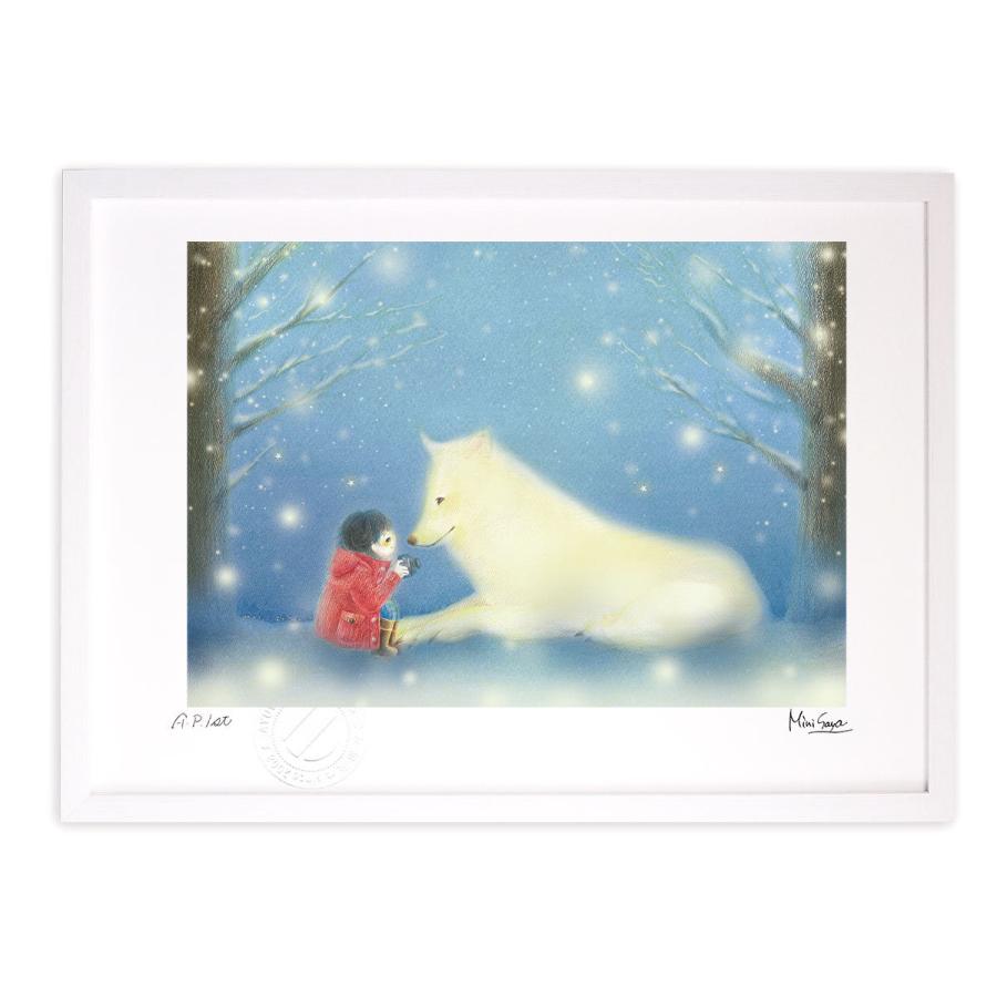 版画 絵画 雪の日の想い出 インテリア 壁掛け 額入り 風景画 ポスター