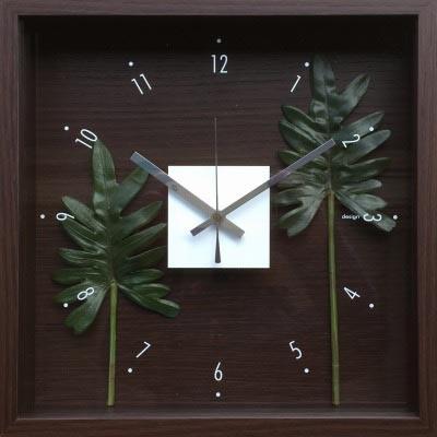 時計 デザイン クロック リーフ フィロデンドロン クッカバラ ウォールクロック インテリア 壁掛け ギフト プレゼント 新築祝い おしゃれ アート｜ayuwara
