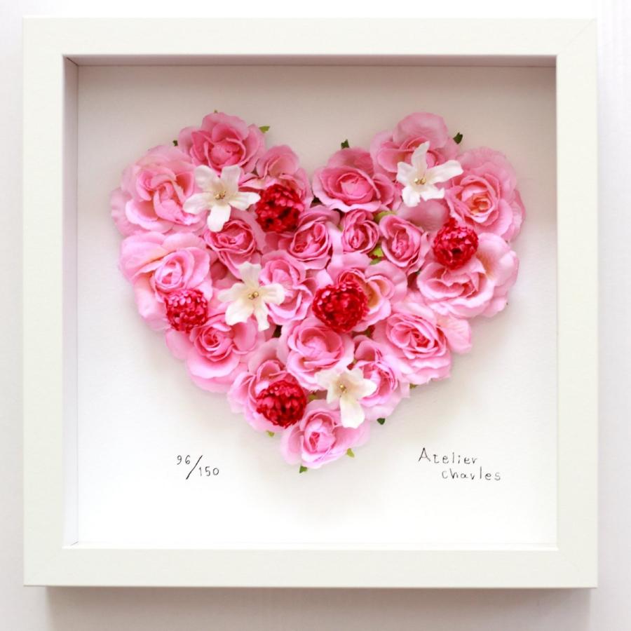 フラワーフレーム ハートシリーズ Pink Heart 3 ピンク ハート３ 絵画 壁掛け 壁飾り インテリア｜ayuwara