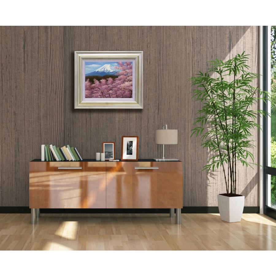 絵画 インテリア 絵 額付 (白) 油絵 F4-080311 風景（畑と木