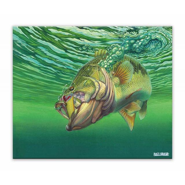 キャンバスアート 八百板浩司 直筆サイン入り ブラックバス1 ゆう