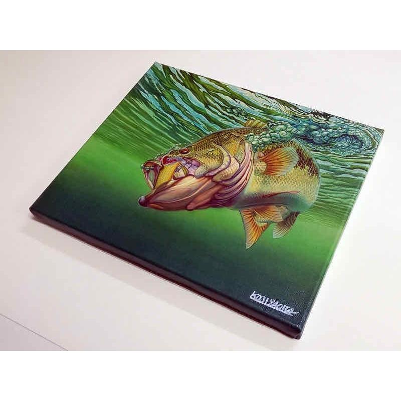 キャンバスアート 八百板浩司 直筆サイン入り ブラックバス1 ゆう