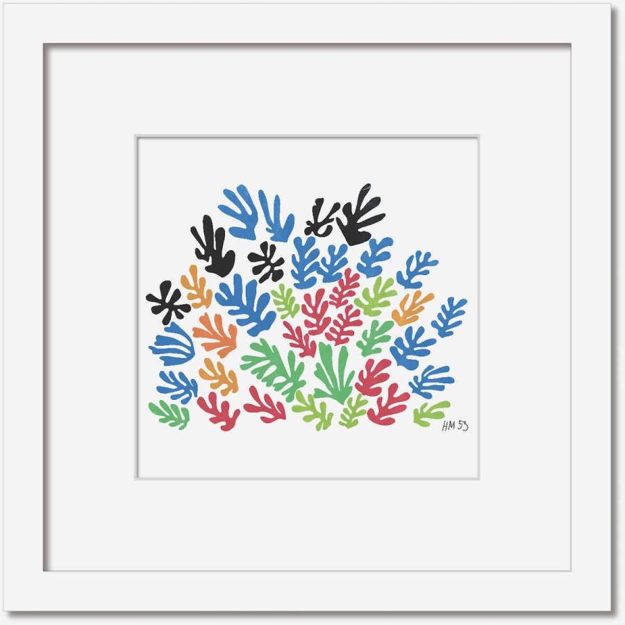 アンリ・マティス、白い花瓶の花束、希少な額装用画集より 名画 シンプルアート アンリ・マティス 署名入り La Gerbe 花束