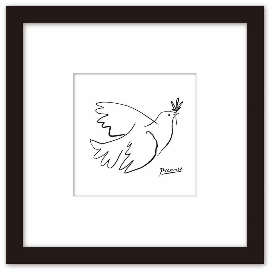 名画 ラインアート パブロ・ピカソ 署名入り 平和のハト ブラック