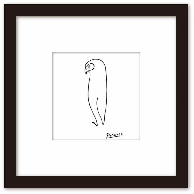名画 ラインアート パブロ・ピカソ 署名入り フクロウ ブラック