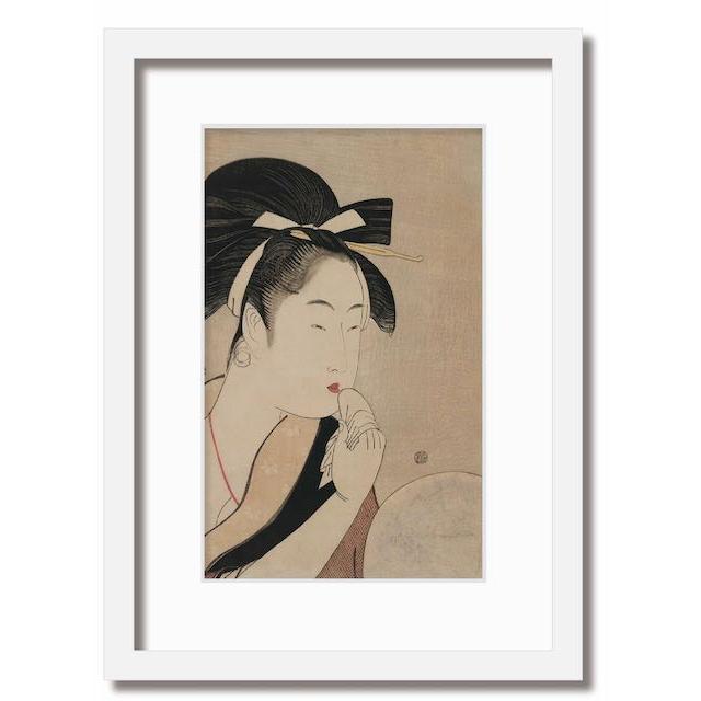 絵画 和楽シリーズ インテリアアート 喜多川 歌麿/浮世絵/美人画/口紅