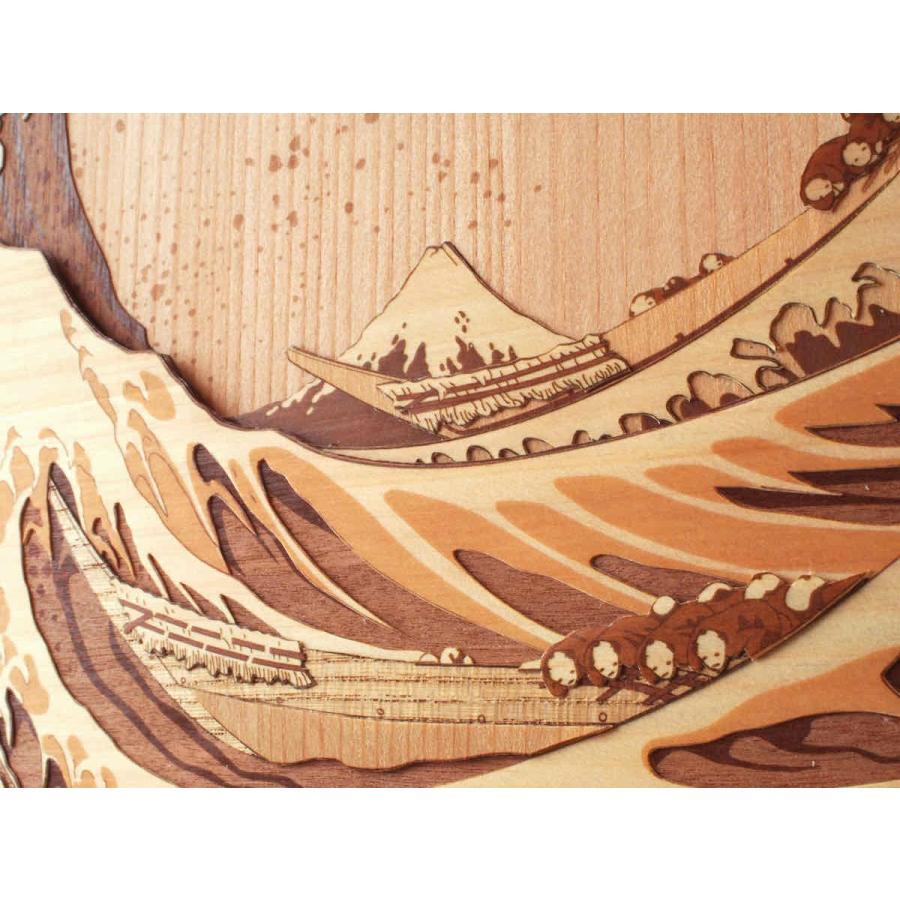 本格木工細工 木はり絵手作りキット「神奈川沖浪裏」 ハードレベル 額