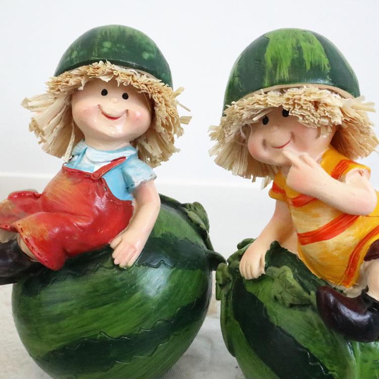 置物 ディスプレイとしてかわいい 人形 スイカ 2SET インテリア