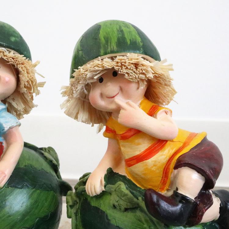 置物 ディスプレイとしてかわいい 人形 スイカ 2SET インテリア 壁掛け