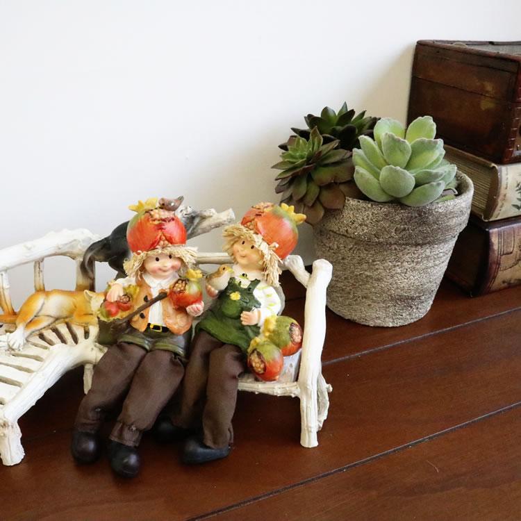 置物 ディスプレイとしてかわいい お座り人形 ザクロ 2SET インテリア