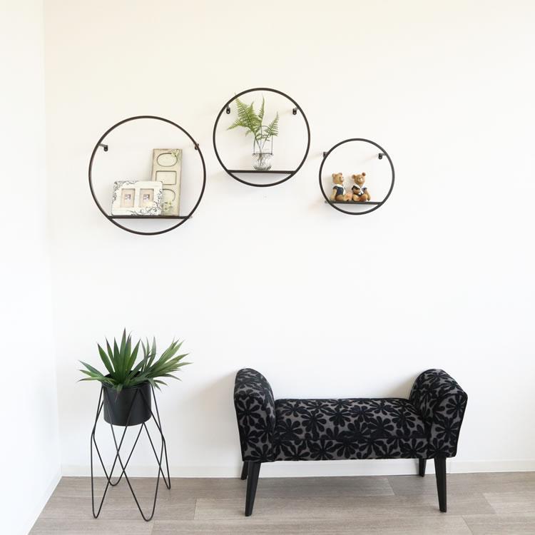 飾り棚 アンティーク調 壁掛けディスプレイシェルフ 3個セット