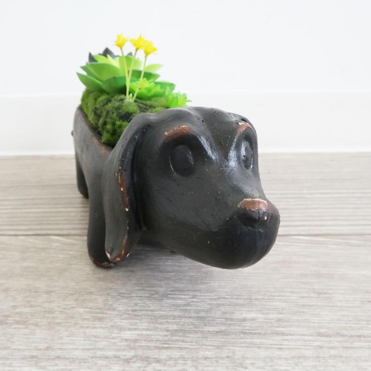 置物 置物 犬 ダックスフンド アレンジフラワー インテリア 壁掛け