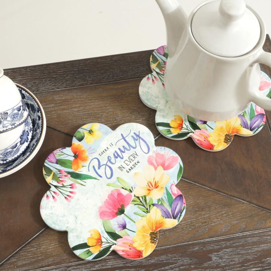 陶器 鍋敷き ライトブルー インテリア 壁掛け アート アート