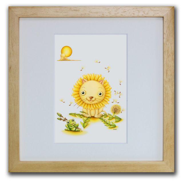 色鉛筆画・版画 ゆうパケット ナンデ？ライオン SHOji 絵画 壁掛け 壁