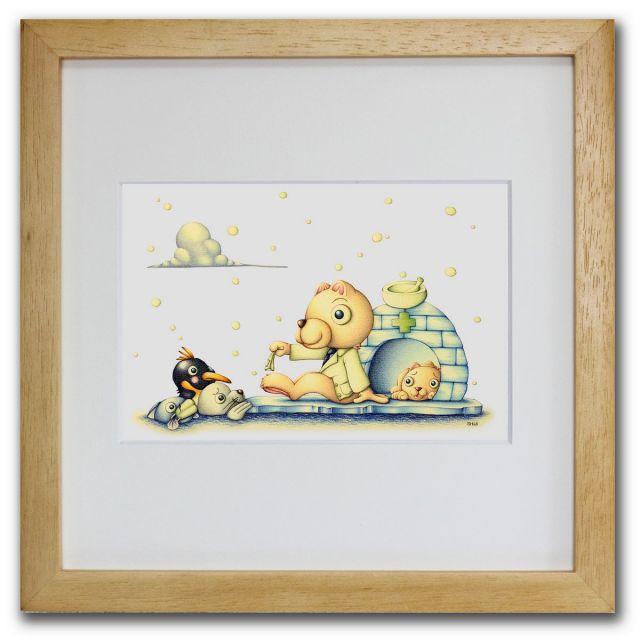 色鉛筆画・版画 ゆうパケット ヤッキョクグマ SHOji 絵画 壁掛け 壁