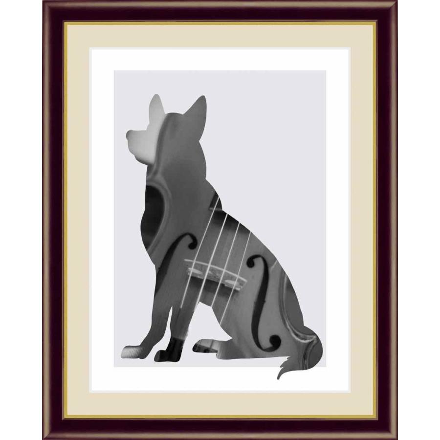 絵画 モノトーンアート Violin -Dog＆Cat- ヴァイオリン 犬と猫 山口