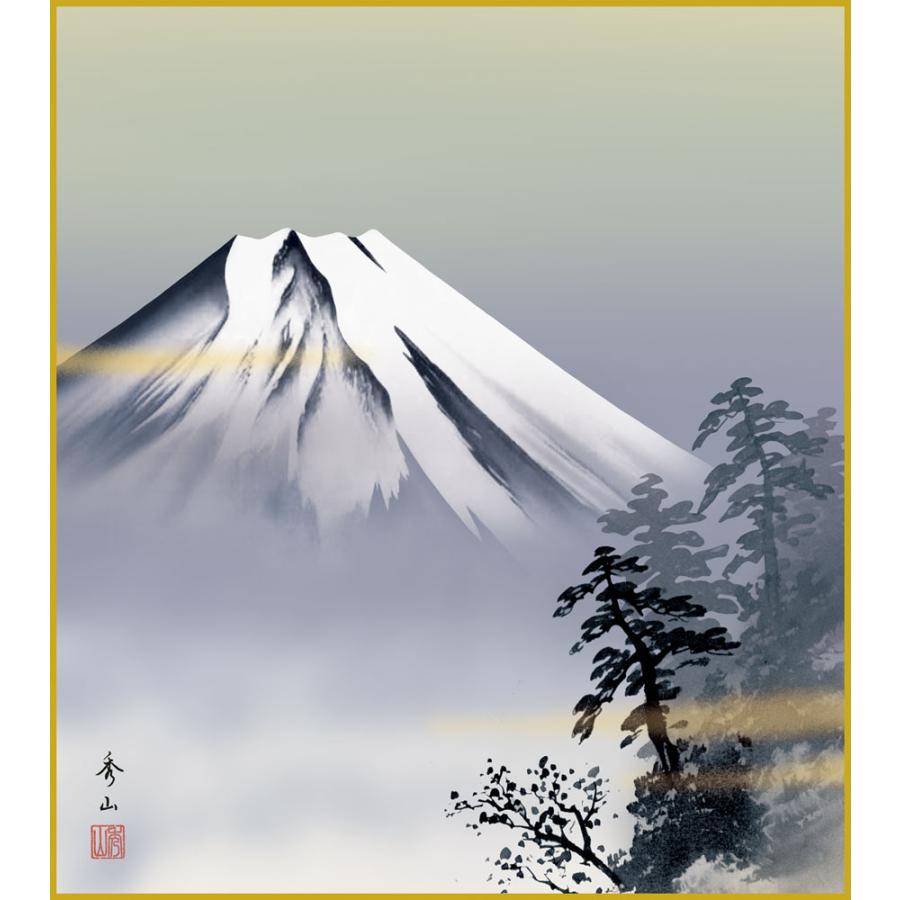 色紙  色紙掛けなし 色紙絵  和風 霊峰富士 鈴村秀山 モダン 掛軸 床の間 和室 おしゃれ 壁掛け 絵（Yahoo!・日本唯一の風景専門店 あゆわら）