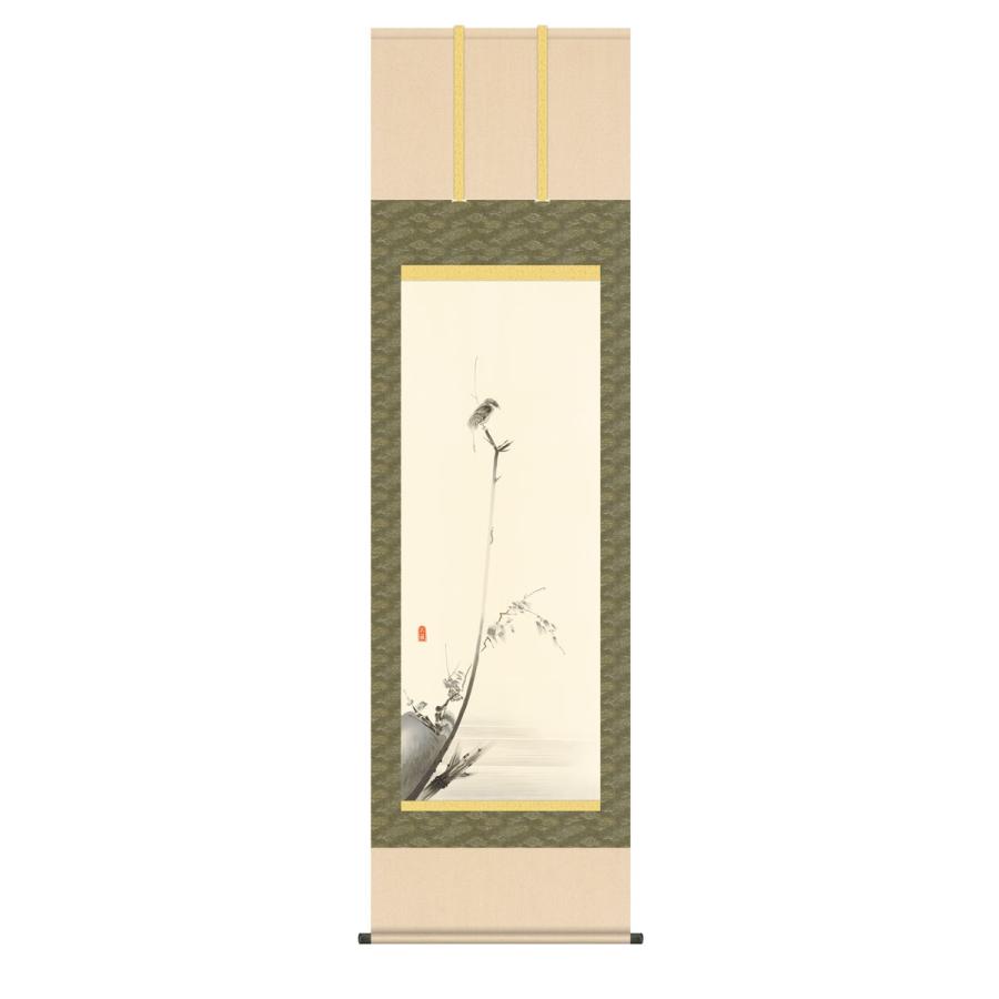 10年保証 掛け軸 名画複製画 枯木鳴鵙図 宮本武蔵 尺5 桐箱付き 