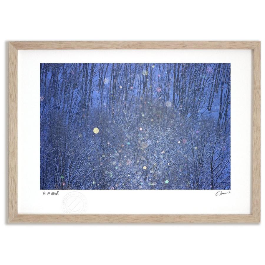 真作】井堂雅夫「春の訪れ」大判木版画 直筆サイン シール有り 額装 真