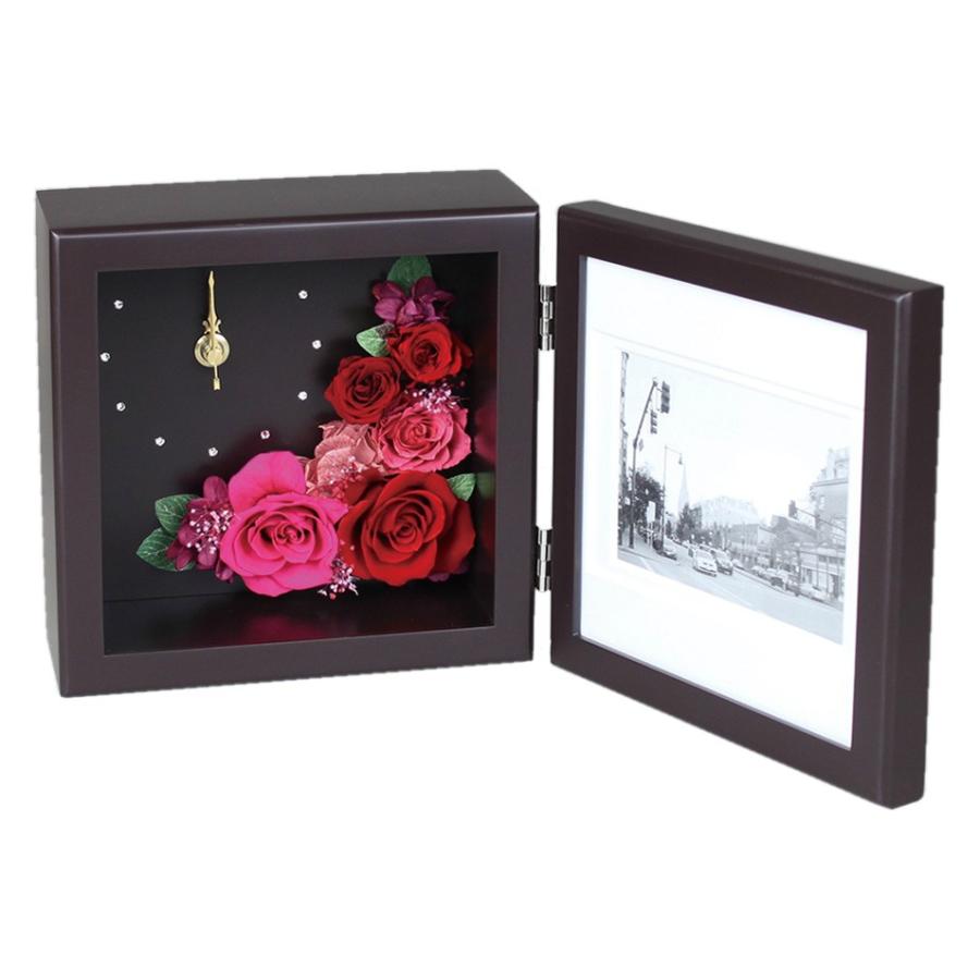 プリザーブドフラワー ピクチャーローズクロックM BR RE 「ラッピング