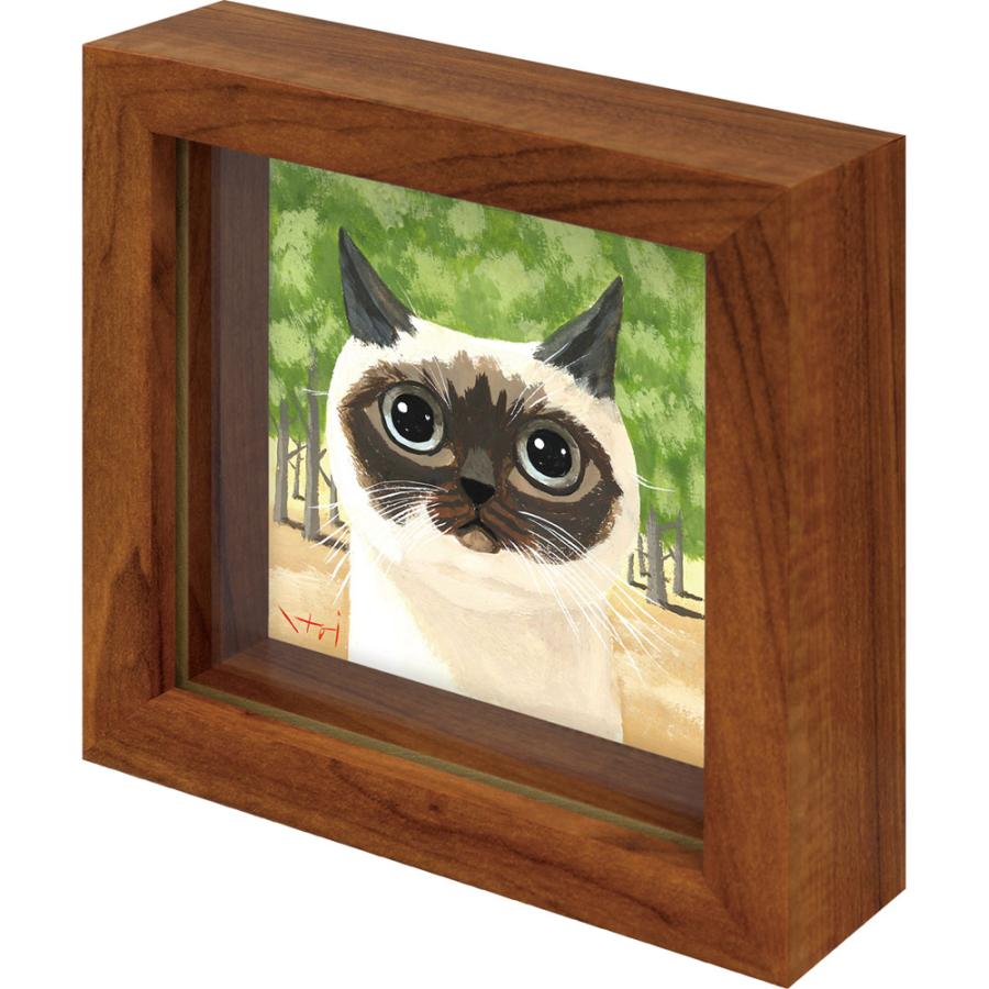 【新品】木製　アートボックスフレーム　オロナミンC 猫　ねこ　おもしろ　絵画 絵画 糸井忠晴 ミニミニボックスフレーム「公園」 かわいい 猫の絵