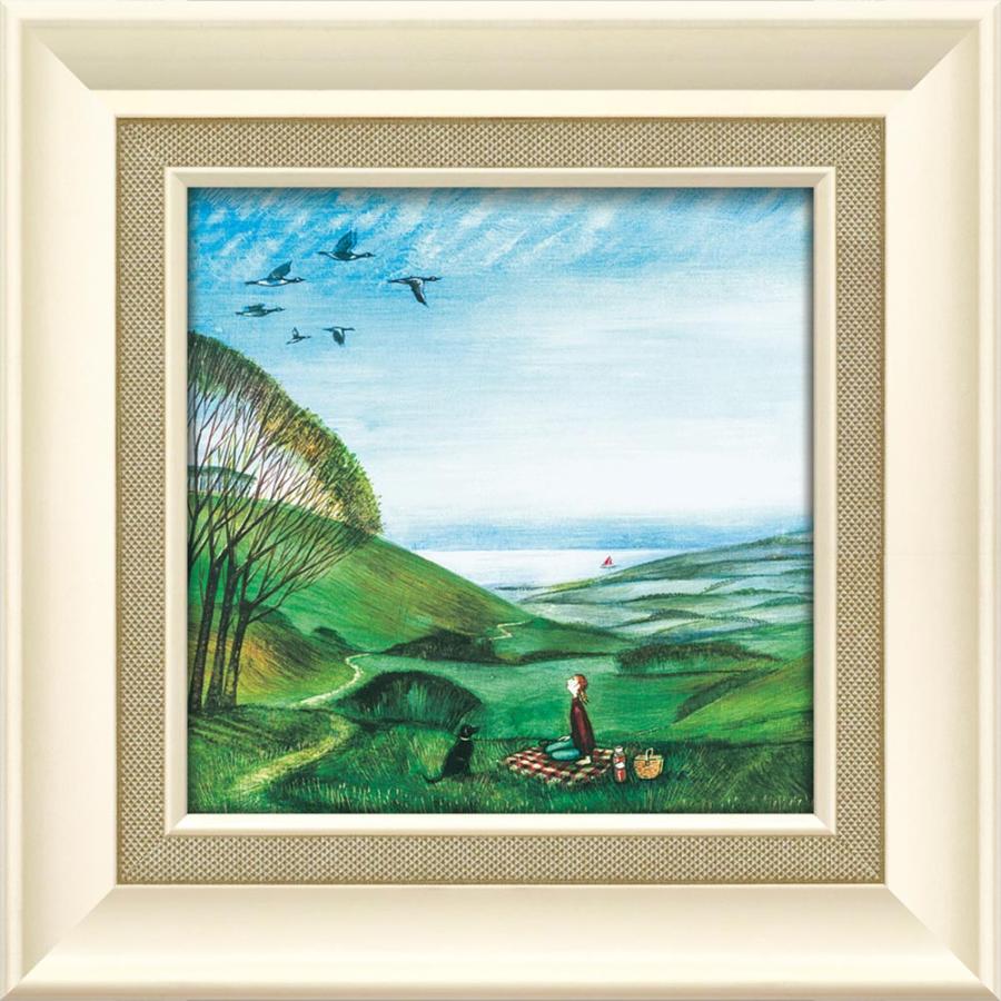 絵　絵画★ゲルアートフレーム・ジョー ラム「クリフトップ ランブル」風景・海・犬 絵画 ジョー ラム「カナダ グース」 ゆうパケット 犬 風景 絵 額付き