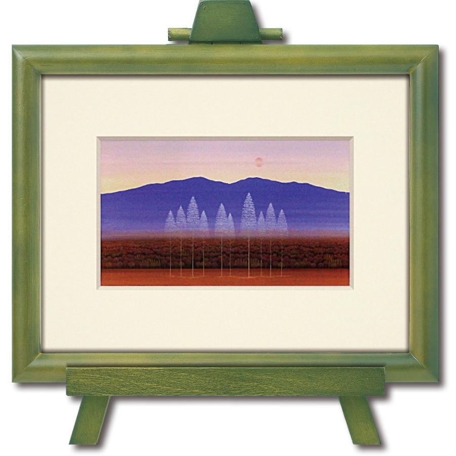 絵画　照沼光治　白樹　アクリルスクラッチ6号 アートフレーム 照沼 光治「秋映」 壁掛け 風景 自然 部屋に飾る