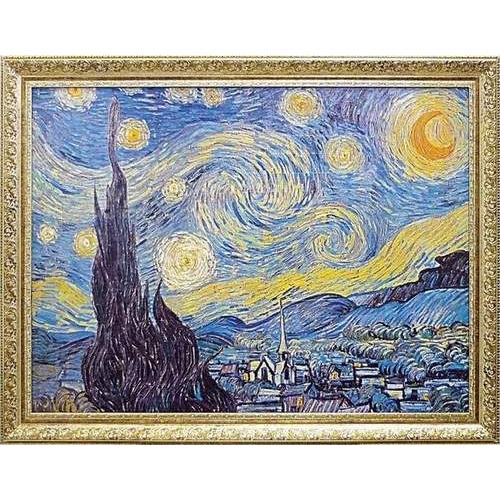 水晶絵　ゴッホ　「星月夜」　アートパネル　クリスタル　立体　絵画　アート　額縁 水晶絵 ゴッホ 「星月夜」 アートパネル クリスタル 立体 絵画