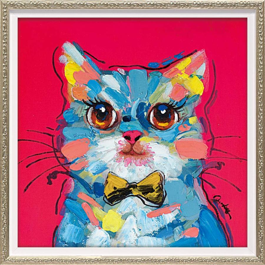 絵画 オイル ペイント アート「カラフル キャット(Sサイズ)」/猫 絵画 オイル ペイント アート「カラフル キャット(Sサイズ)」/猫