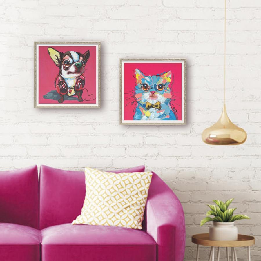 絵画 オイル ペイント アート ボウタイ キャット(Sサイズ 絵画 オイル ペイント アート ボウタイ キャット(Sサイズ
