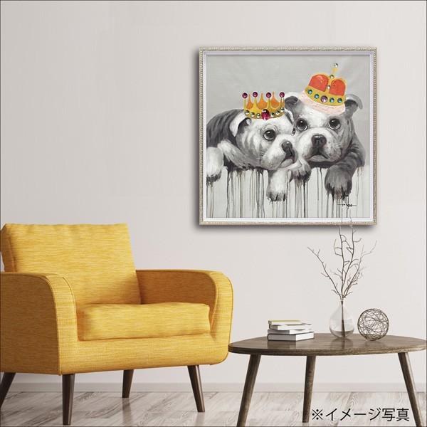 絵画 オイル ペイント アート「キング ブルドッグ（Mサイズ）」 インテリア 犬 壁掛け 額入り 油絵 ポスター アートパネル リビング 玄関 プレゼント モダンの画像