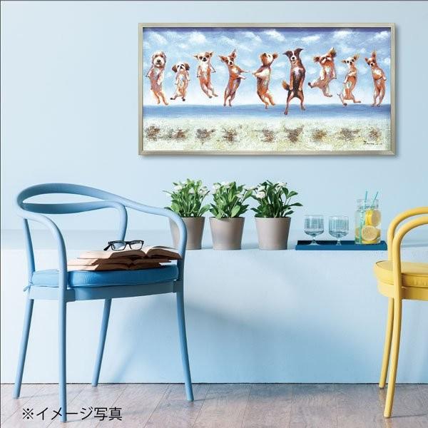 絵画 油絵 オイル ペイント アート「ジャンピング ドッグス」 壁掛け