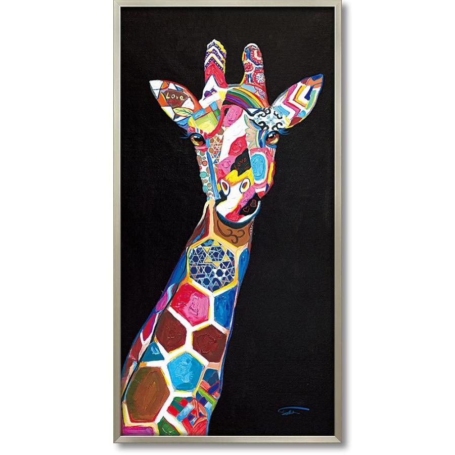絵画 オイル ペイント アート「ジラフ シック」 油絵 インテリア
