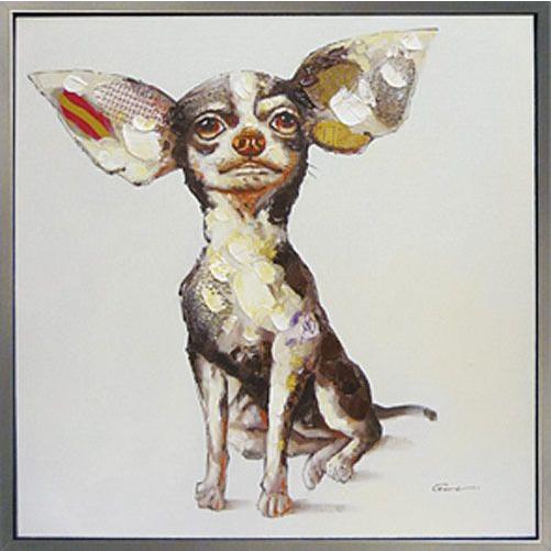 絵画 アート スウィートチワワ 壁掛け 壁飾り インテリア 油絵 花  