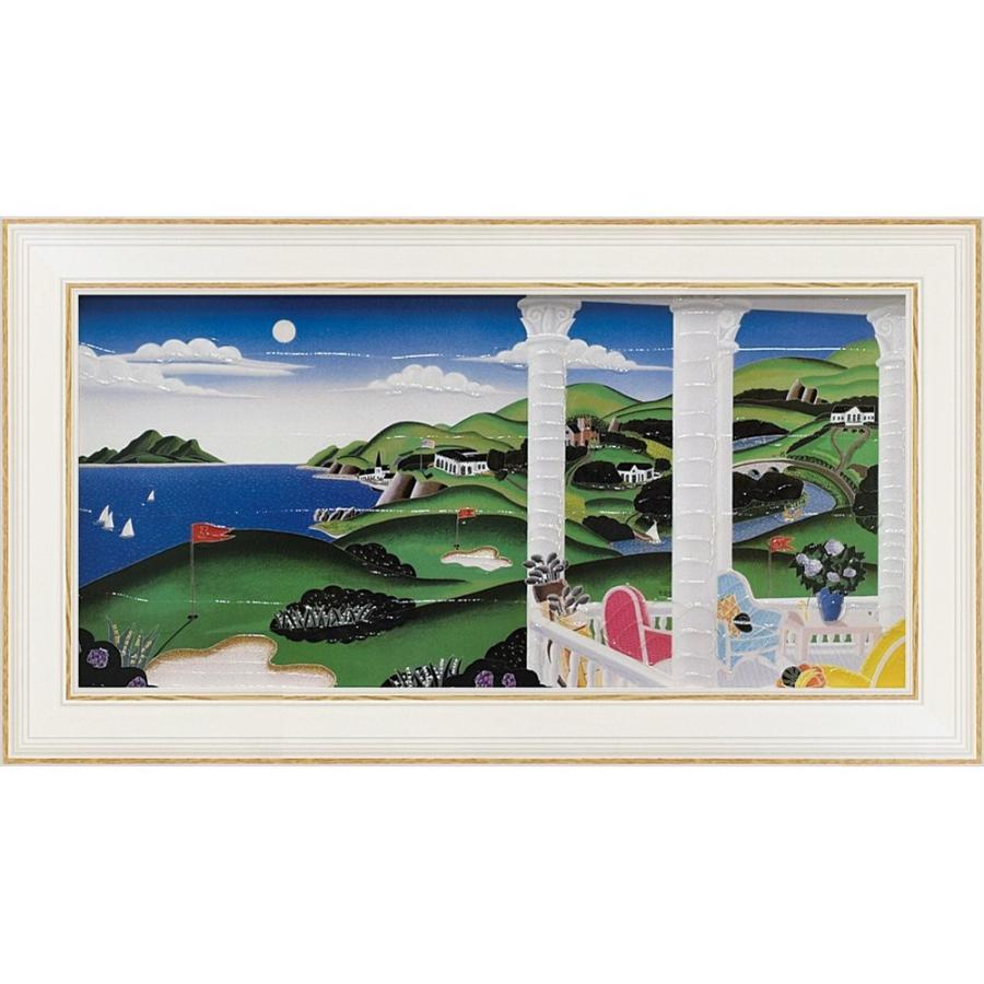 トーマス マックナイト 「シーサイド ゴルフ」 風景画 アートポスター 額装