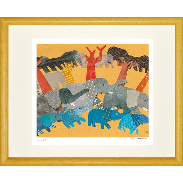 絵画 米澤 彩 ゾウたち（C5917） インテリア 壁 に飾る絵