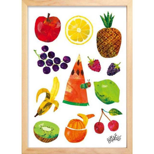 果物の飾り絵　Cahrlle Flanc 絵画 あおむしとフルーツ(Caterpillar With Fruits) エリック