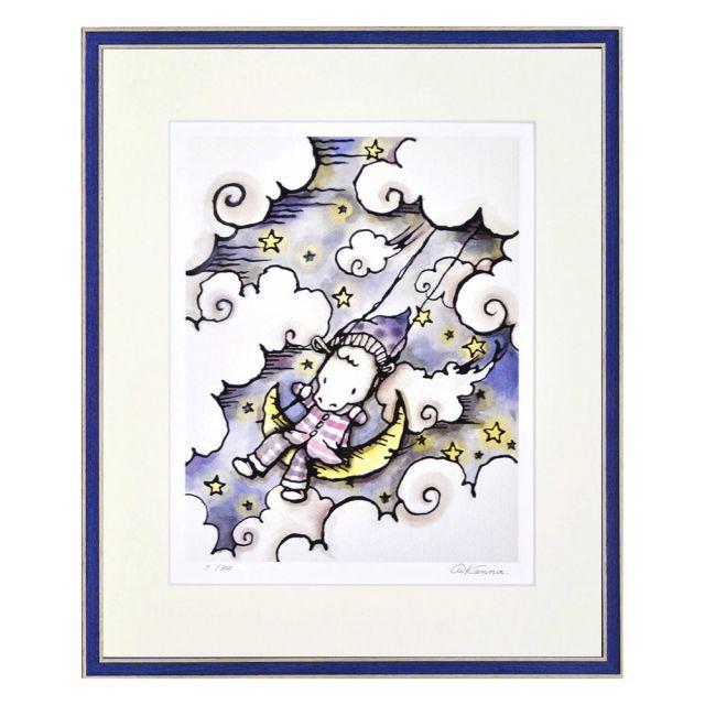 絵画 月のぶらんこ KANNA インテリア 動物 絵 おしゃれ ギフト