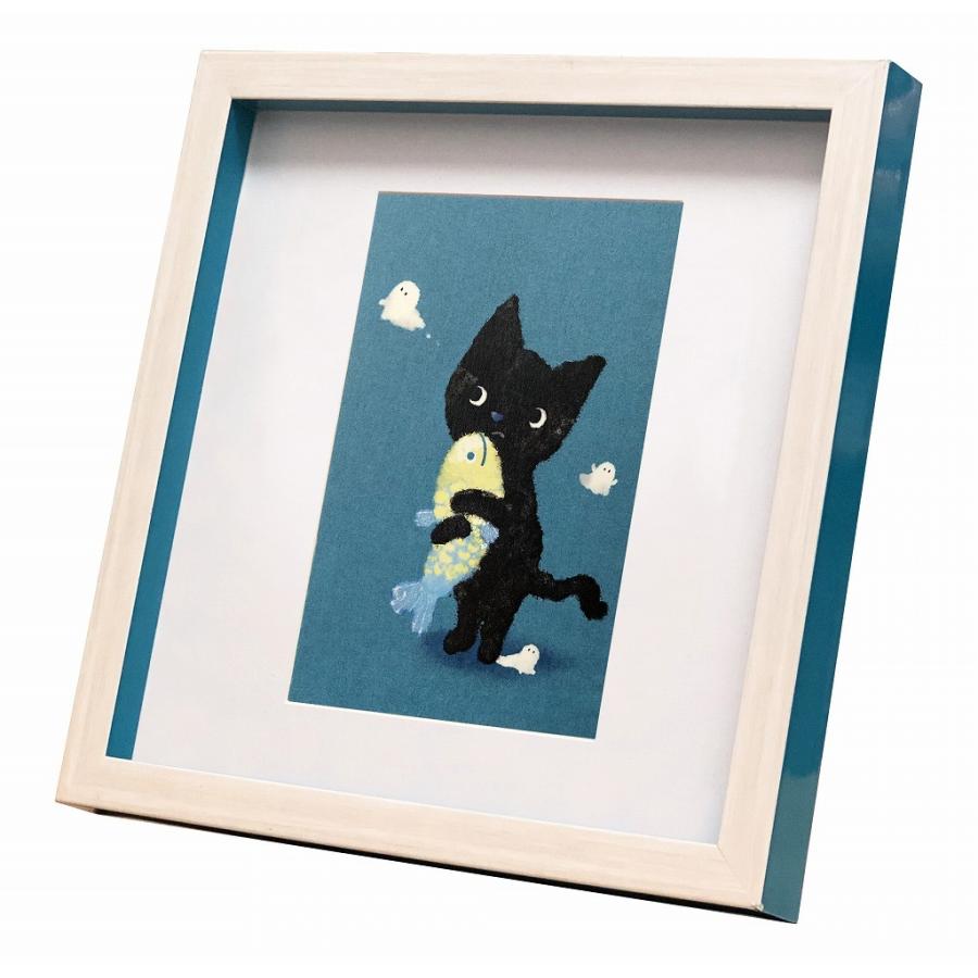 絵画 ゆうパケット 猫 だれかいるの? 菜生(nao) スクエアフレーム/絵画