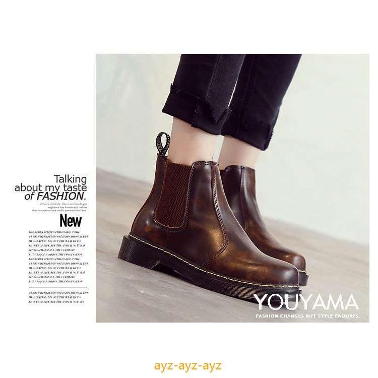 レディース ショートブーツ New ぺたんこ カジュアル ブーツ マーチンブーツ ラウンドトゥ 保温 冬 冬靴 厚底 新作 起毛加工 送料無料 防滑 充実の品 マーチンブーツ