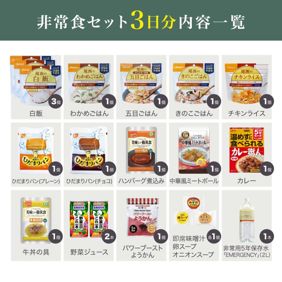尾西食品 非常食 セット 長期保存 3日分 防災 非常食セット 食品