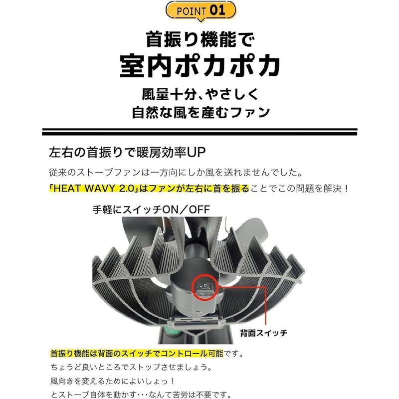 makuakeで1140万売れた Re:Gear 首振り ストーブファン HEAT WAVY 2.0 キャンプ 熱 暖炉 自動 サーキュレー｜az-select-store｜02