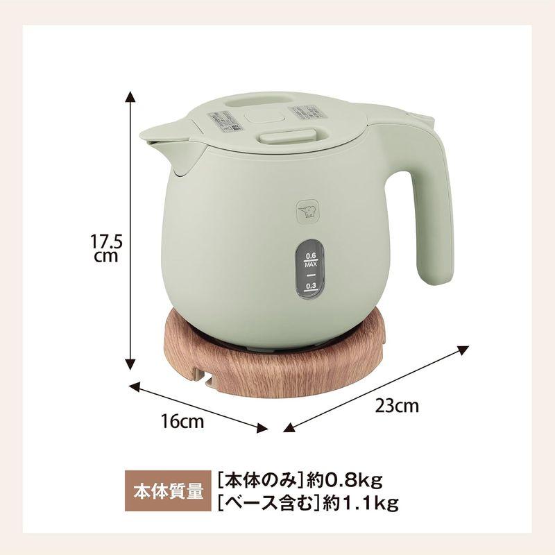 象印 電気ケトル 0.6L コンパクト カップ1杯約60秒 安全設計 清潔 ほこりブロック ナチュラル 雑貨テイスト ダスティグリーン CK｜az-select-store｜05