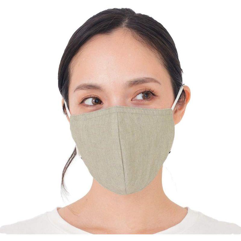 SEK認証 抗ウイルス素材使用 日本製 ファブリックケアマスク(オーガニックコットンタイプ S-M カーキ) 肌側シルク100% 洗える 花｜az-select-store｜03